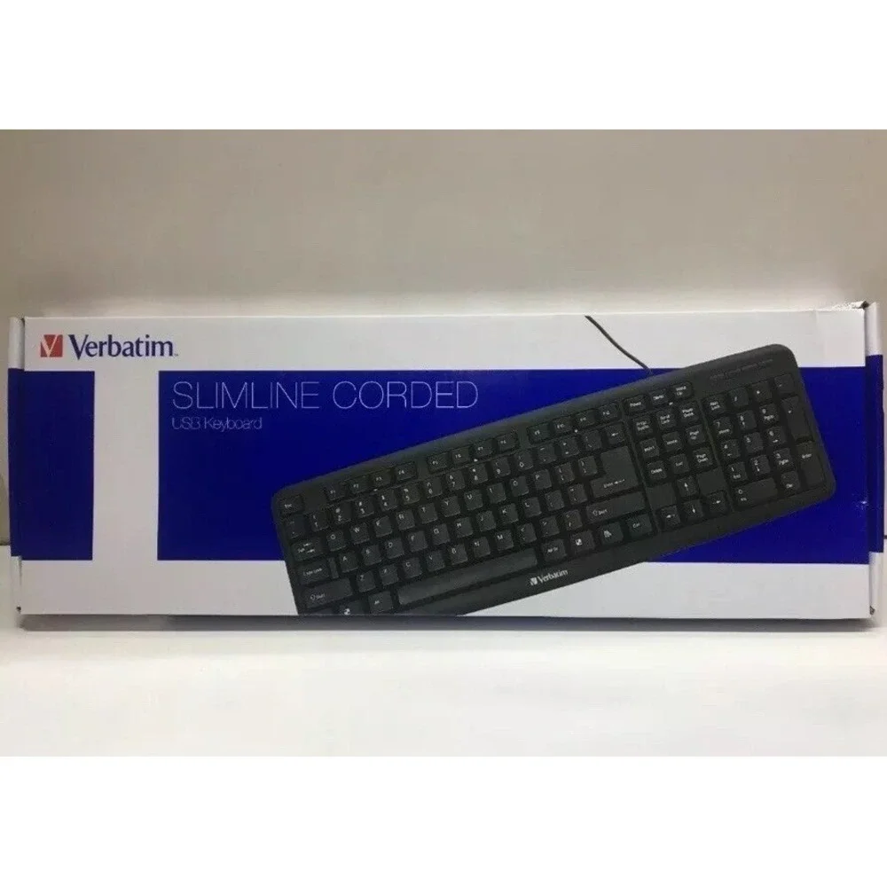 VERBATIM Slimline Corded USB Keyboard - Black NEW